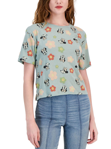 Image for Women's Graphic Printed Cropped T-Shirt,Light Green