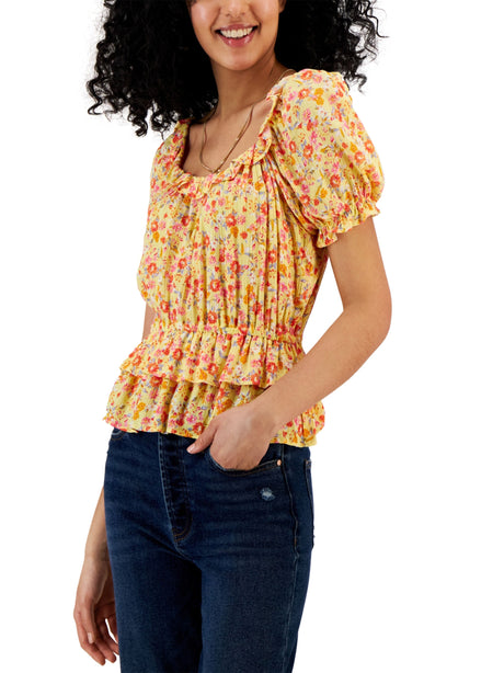 Image for Women's Floral Printed Ruffled Top,Multi