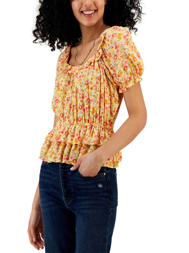 Image for Women's Floral Printed Ruffled Top,Multi
