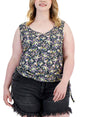Image for Women's Floral Printed Side Ruched Top,Multi
