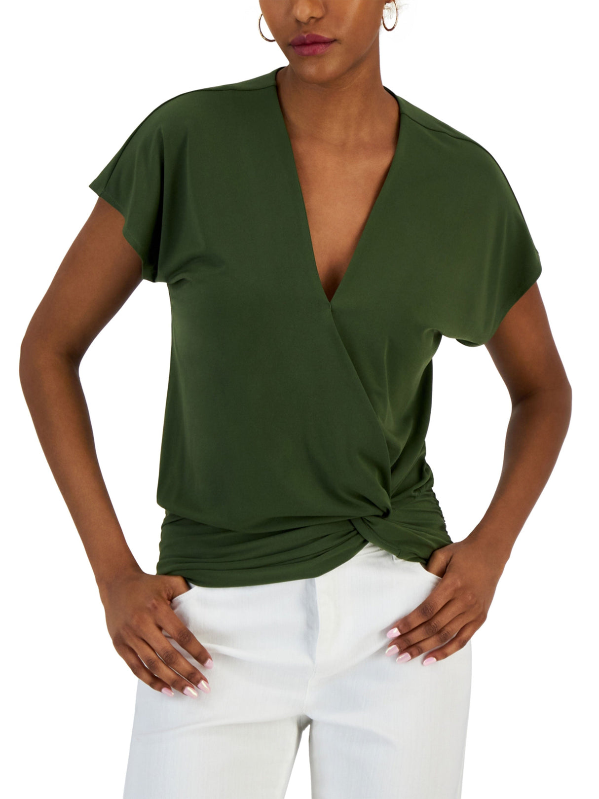 Image for Women's Knot Hem Top,Olive