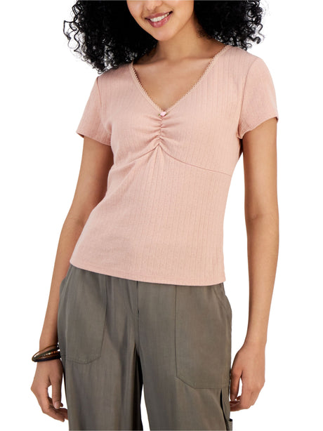 Image for Women's Ruched T-Shirt,Peach