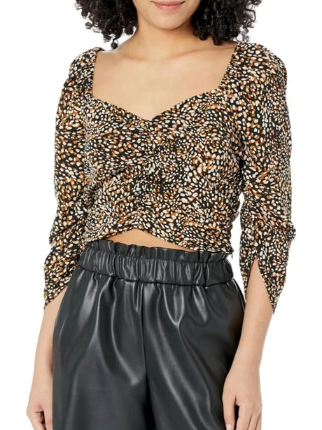 Image for Women's Leopard Printed Cropped Top,Multi