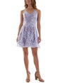 Image for Women's Floral Embroidered Fit & Flare Dress Dress,Lilac