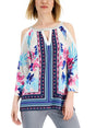 Image for Women's Printed Embellished Cold Shoulder Top,Multi