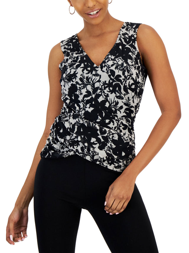 Image for Women's Printed Mesh Top,Black