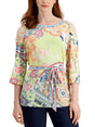 Image for Women's Cold Shoulder Printed Top,Yellow
