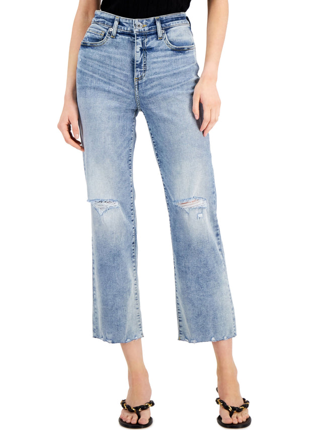 Image for Women's Ripped Washed Jeans,Light Blue