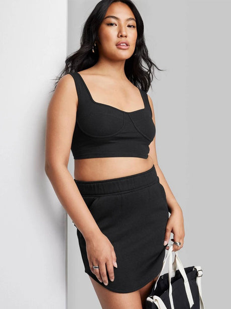 Image for Women's Plain Cropped Top,Black