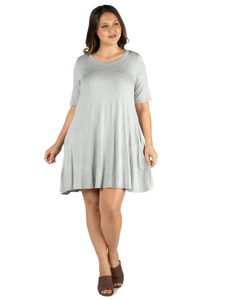 Image for Women's Plain Shirt Dress,Grey