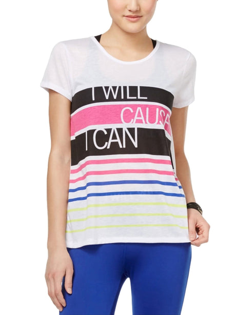 Image for Women's Printed Striped T-Shirt,White