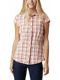Image for Women's Buttons Down Plaid Shirt,Coral