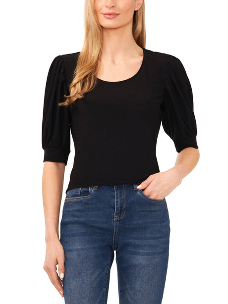Image for Women's Puff Sleeve Top,Black