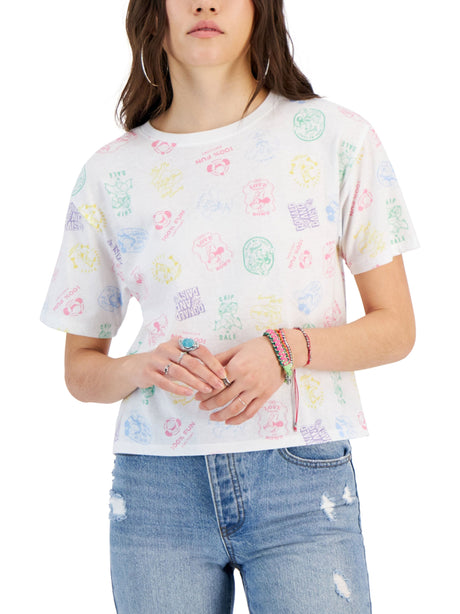 Image for Women's Graphic Printed Cropped T-Shirt,White