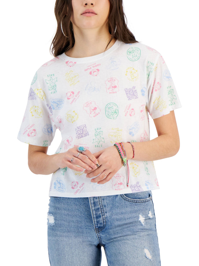 Image for Women's Graphic Printed Cropped T-Shirt,White