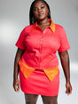 Image for Women's Embellished Buttons Down Shirt,Red