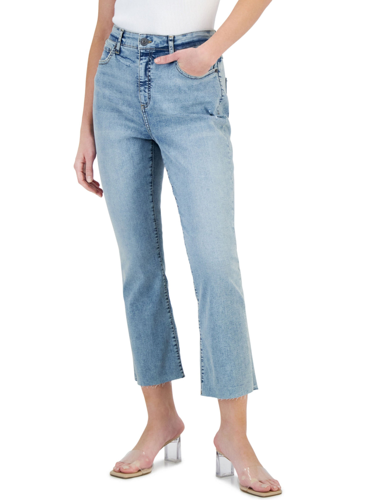 Image for Women's Washed Cropped Jeans,Light Blue