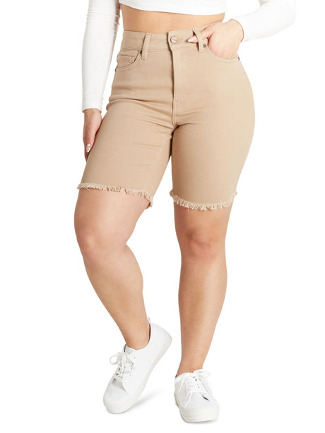 Image for Women's Frayed Bermuda Shorts,Khaki