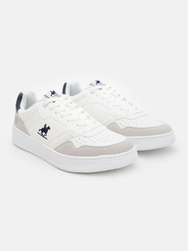 Image for Men's Brand Logo Embroidered Sneakers,White