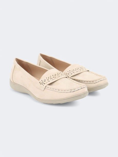 Image for Women's Textured Mocassins,Light Beige