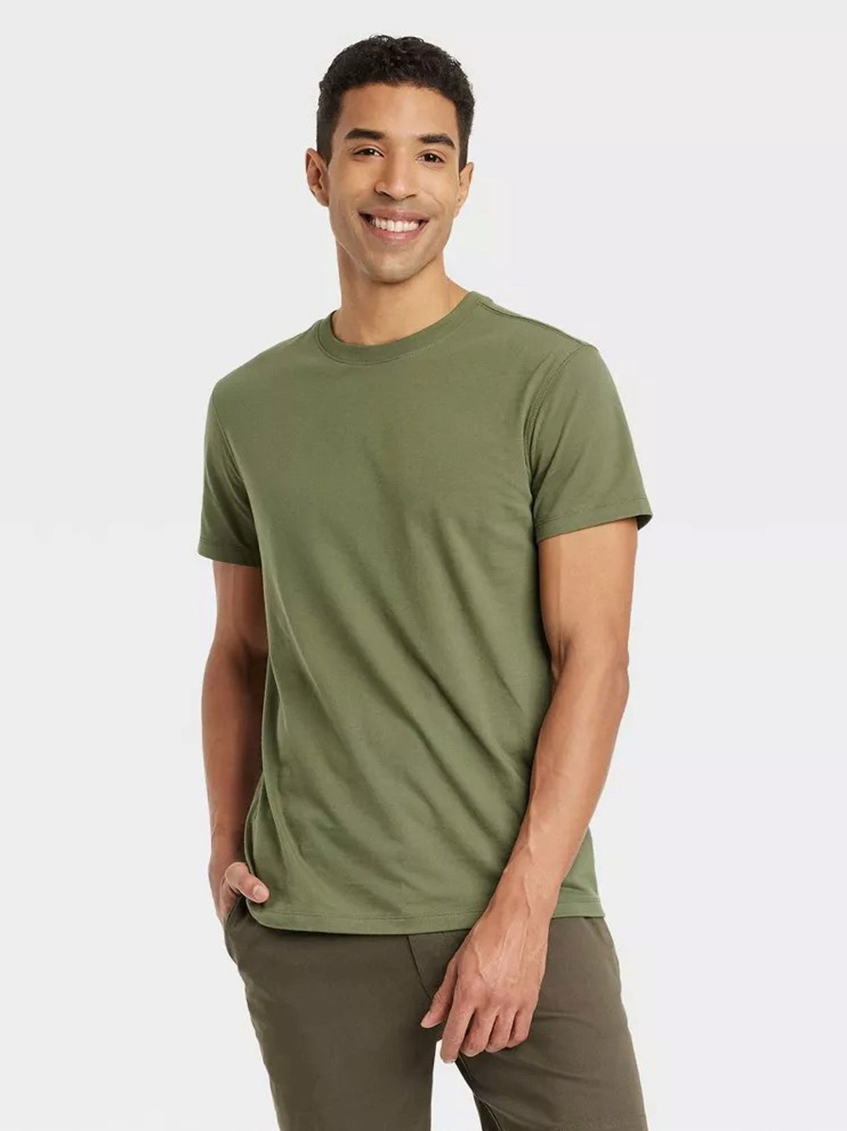 Image for Men's Plain T-Shirt,Olive