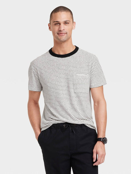 Image for Men's Striped T-Shirt,Black/White