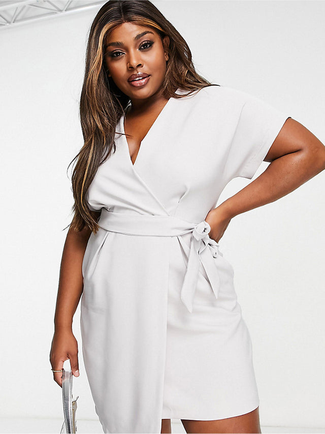Image for Women's Kimono Wrap Dress,Light Grey