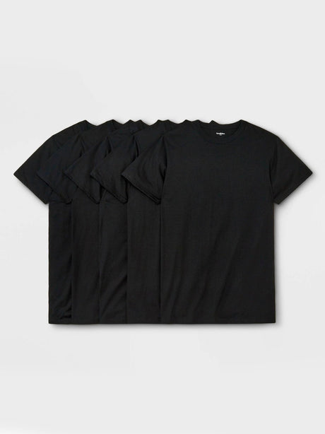 Image for Men's 5 Pcs Plain Underwear T-Shirt Set,Black