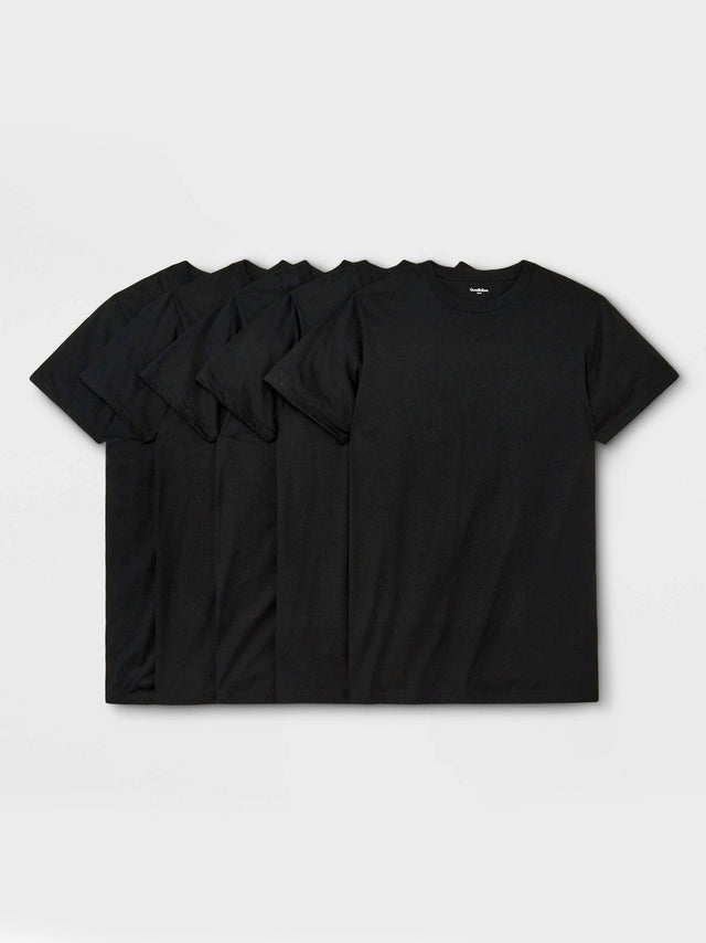 Image for Men's 5 Pcs Plain Underwear T-Shirt Set,Black
