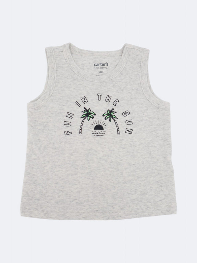 Image for Kids Boy's Graphic Printed Tan Top,Light Grey