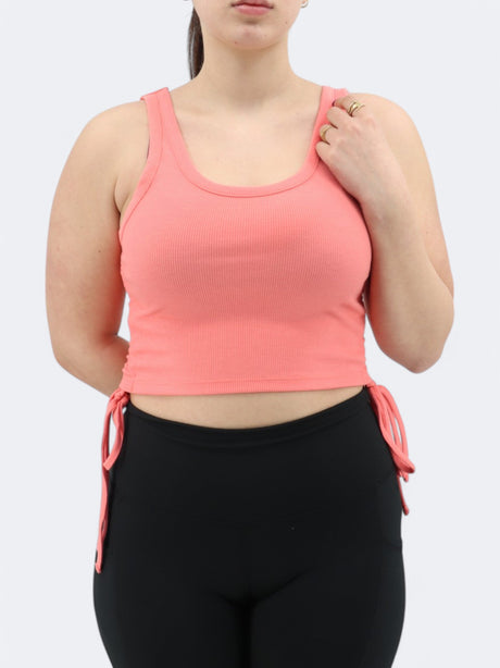 Image for Women's Ribbed Sports Cropped Top,Peach