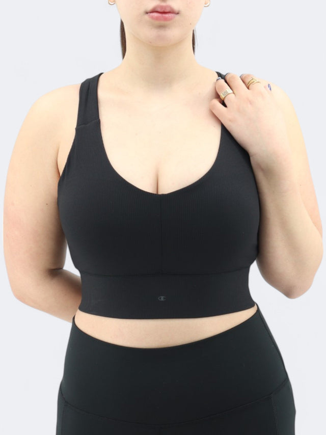 Image for Women's Ribbed Sports Cropped Top,Black