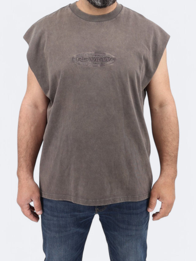 Image for Men's Sleeveless T-Shirt,Dark Beige