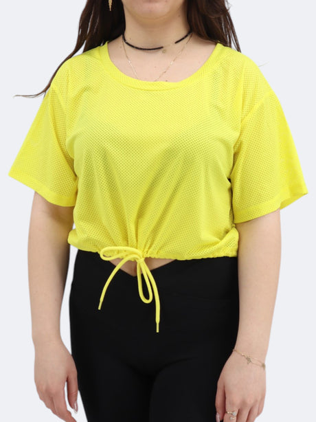 Image for Women's Plain Mesh Top,Yellow