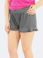 Image for Women's Ruffled Trim Ribbed Sleepwear Shorts,Grey