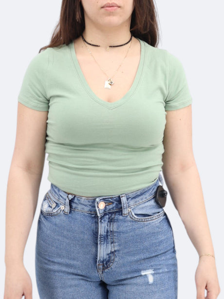 Image for Women's Plain Cropped T-Shirt,Green