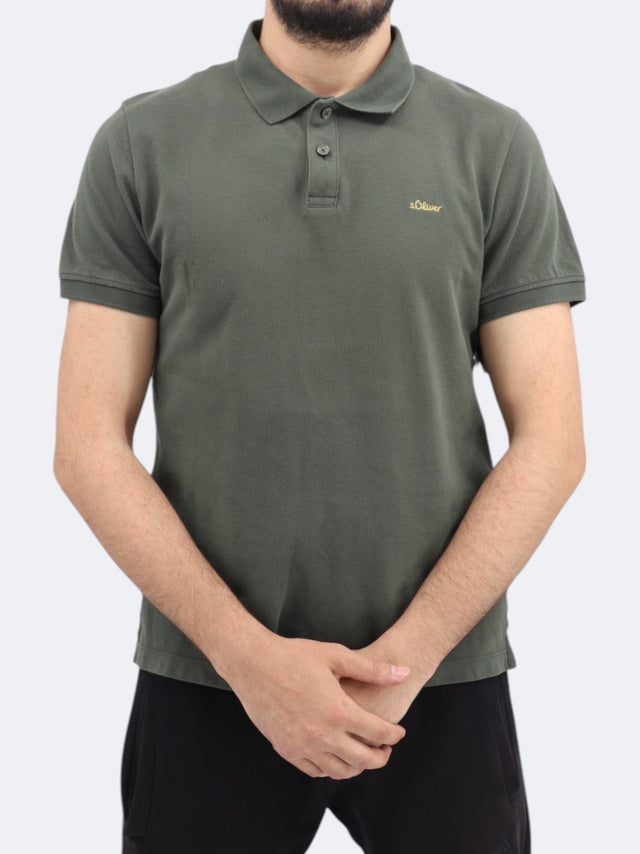 Image for Men's Embroidered Polo T-Shirt,Olive