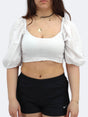 Image for Women's Smocked Cropped Top,White