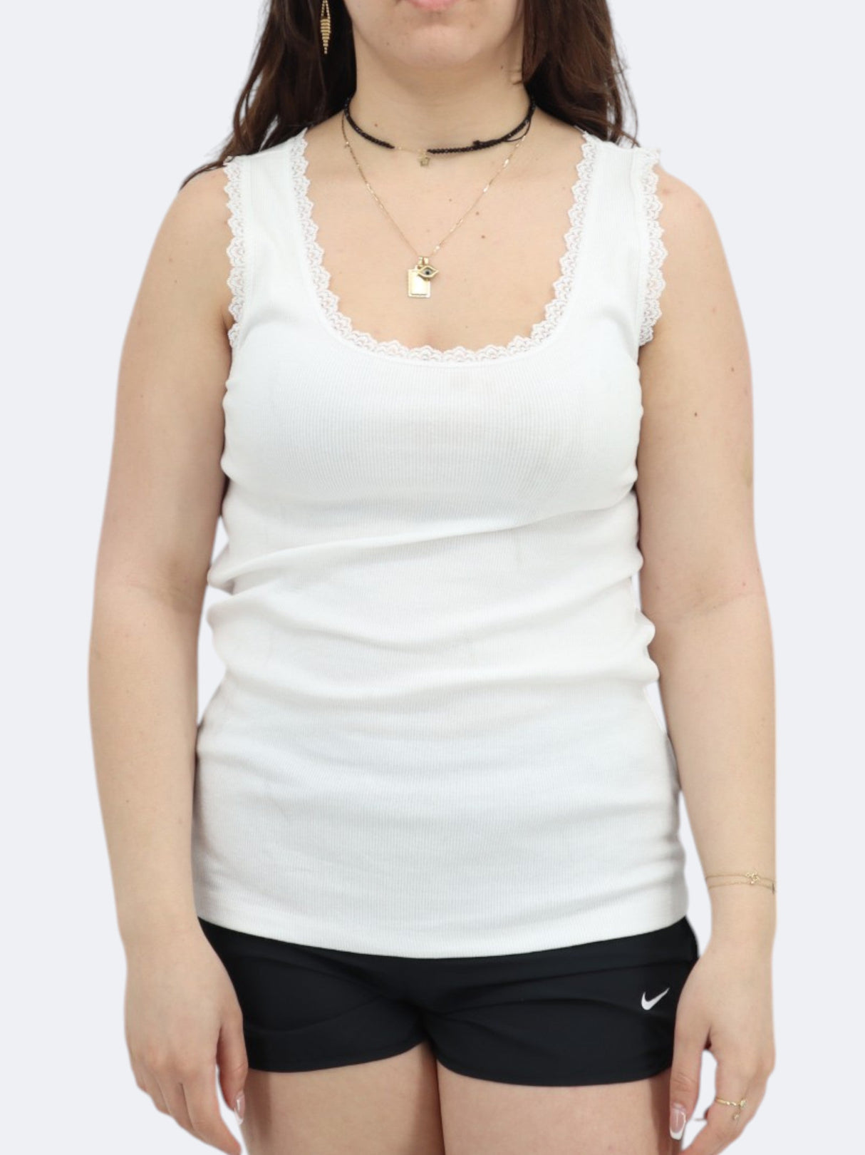Image for Women's Lace Trim Sleepwear Top,White