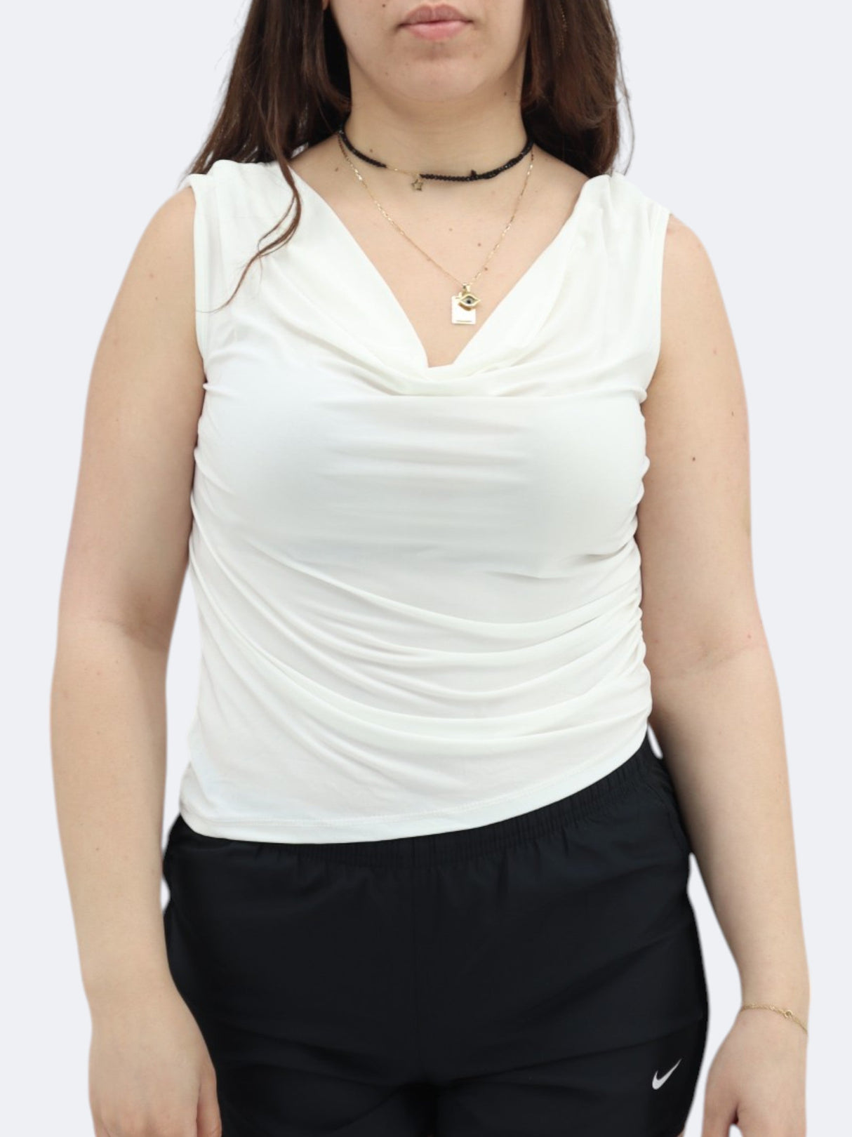 Image for Women's Side Ruched Top,Off White
