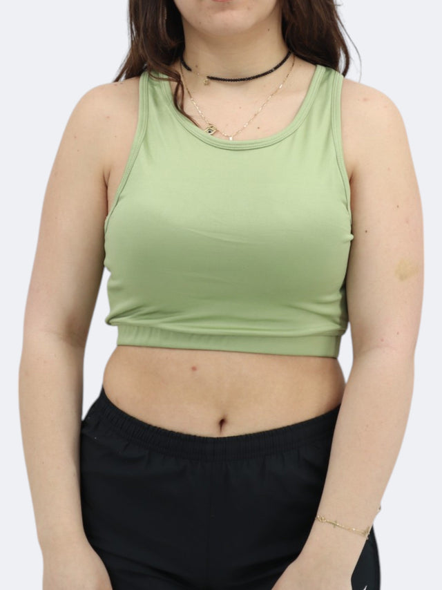 Image for Women's Plain Cropped Sports Top,Light Green