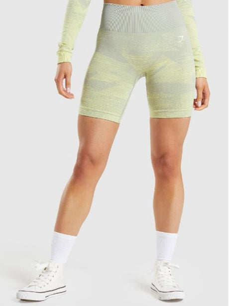 Image for Women's Textured Short Leggings,Olive/Yellow