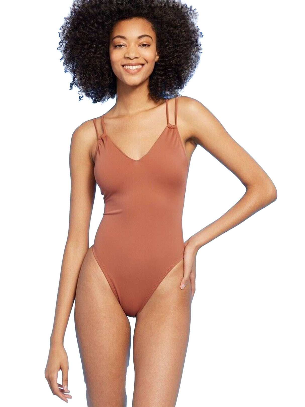 Image for Women's Plain Solid Tankini Top,Brown