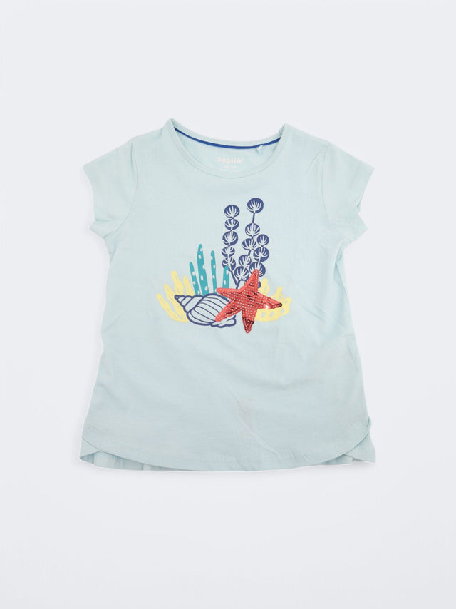 Image for Kid's Girl's Graphic Printed Embroidered Top,Light Blue