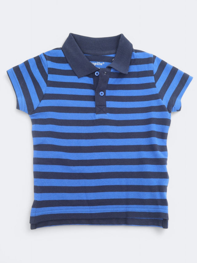 Image for Kid's Boy's Striped Polo T-Shirt,Blue/Navy