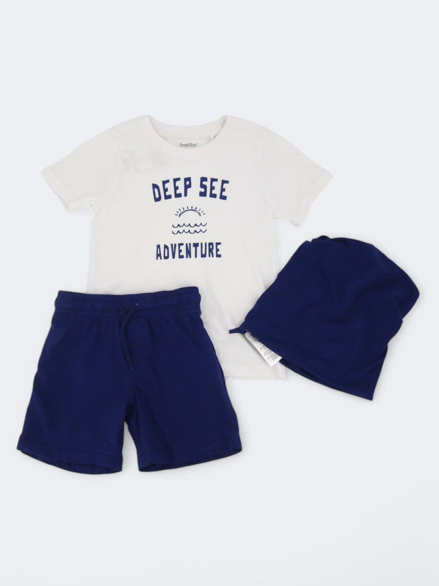 Image for Kid's Boy's 3 Pcs T-Shirt & Short Set,White/Blue