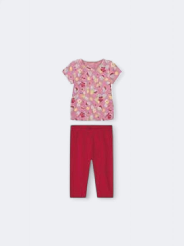 Image for Kid's Girl's Graphic Print Sleepwear 2pcs Set,Pink/Red