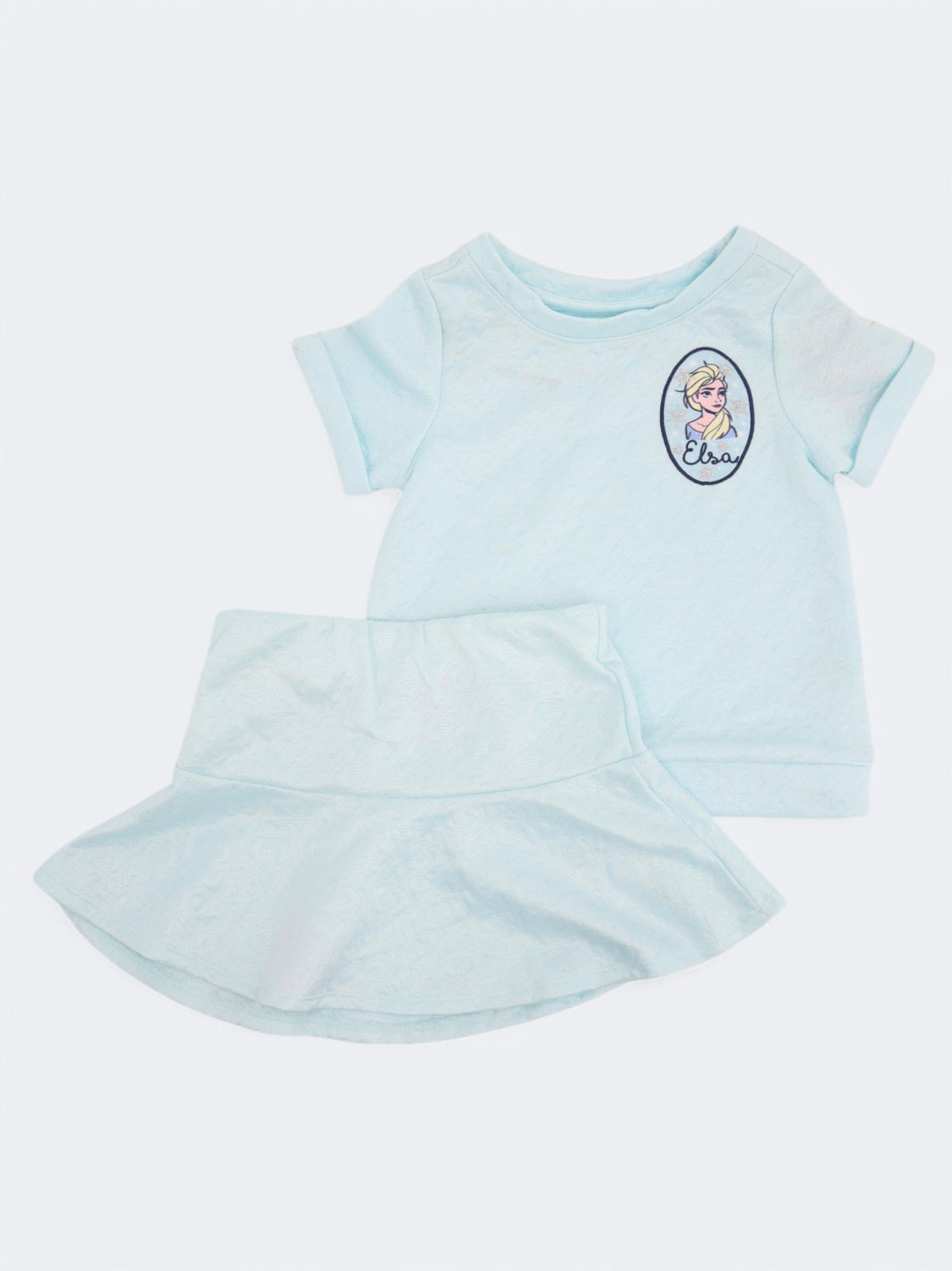 Image for Kid's Girl's Graphic Embroidered Top & Skirt 2Pcs Set,Blue
