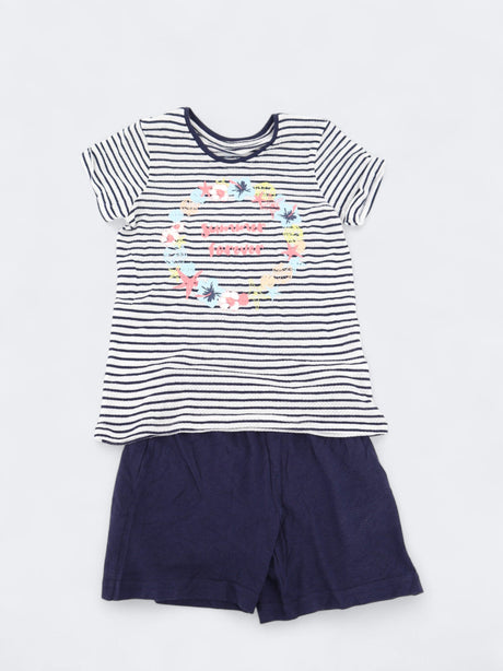 Image for Kid's Girl's Striped Top & Short Set,White/Navy