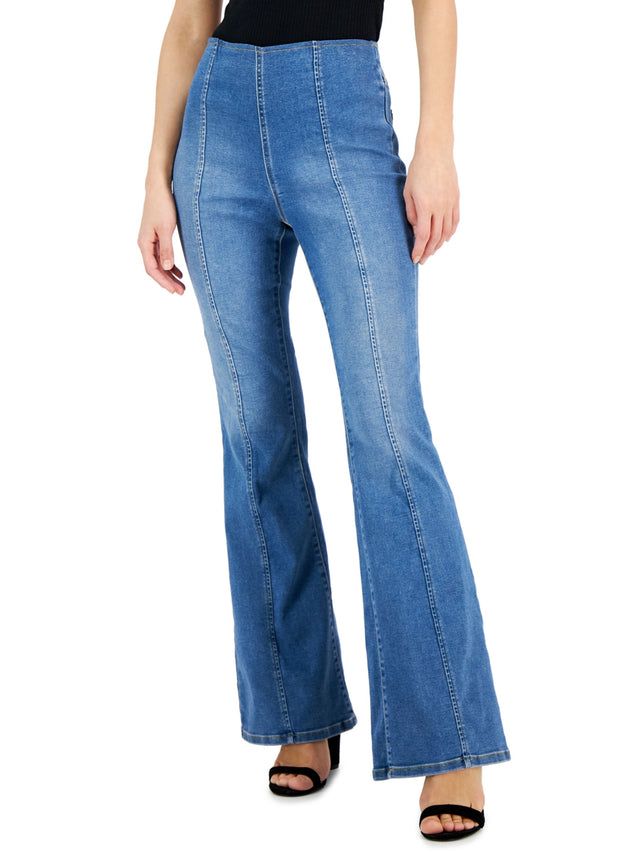 Women's High-Rise Pull on Flare Leg Jeans,Light Blue – All Brands